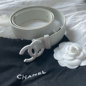 CHANEL CC belt white (sz30|75)